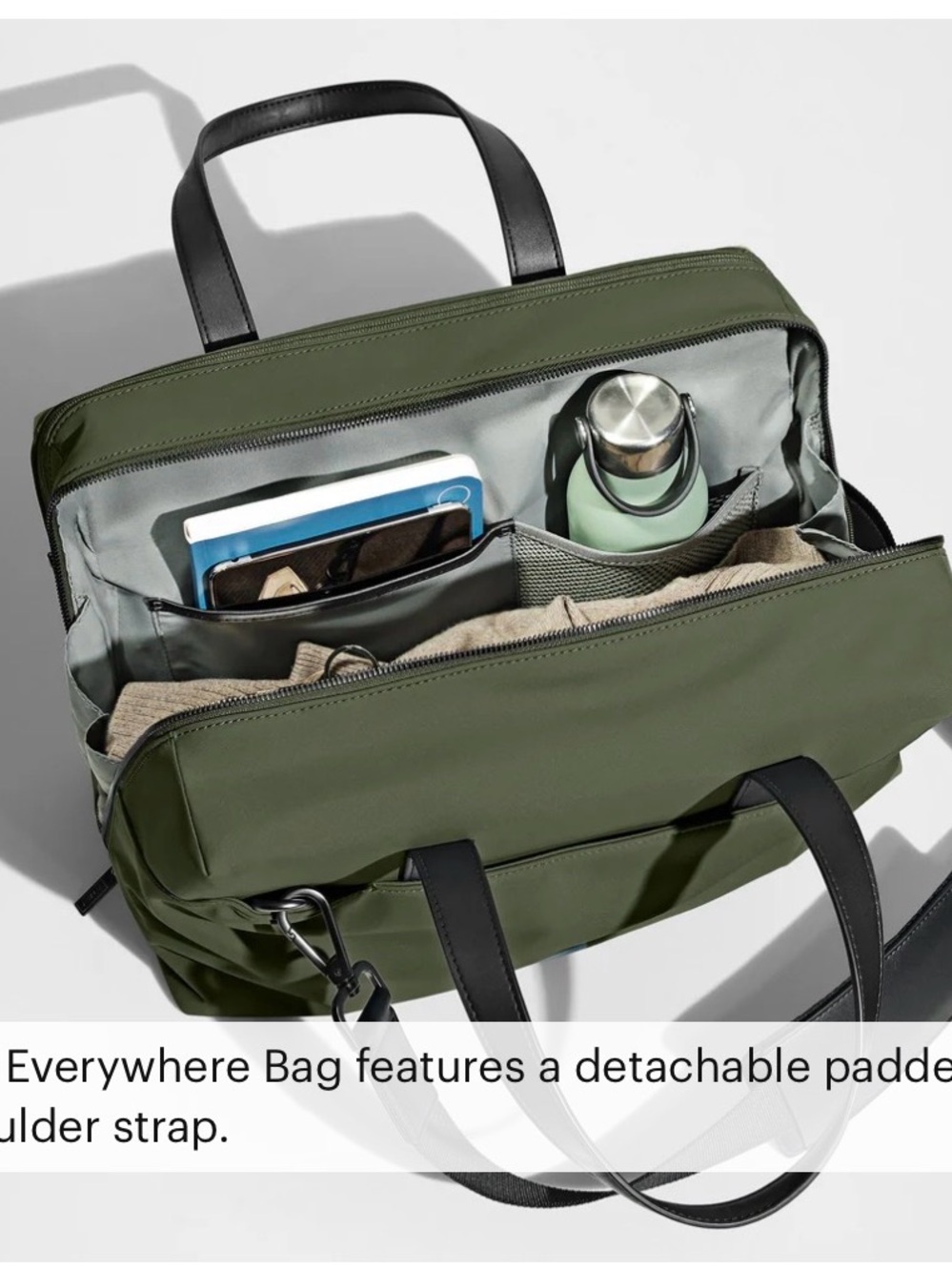 Away Everywhere Bag in Olive Green with Black Handles